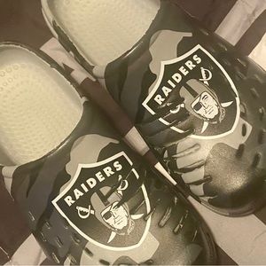 Size7/8 mens or womens 9/10 Foco Raiders crocs